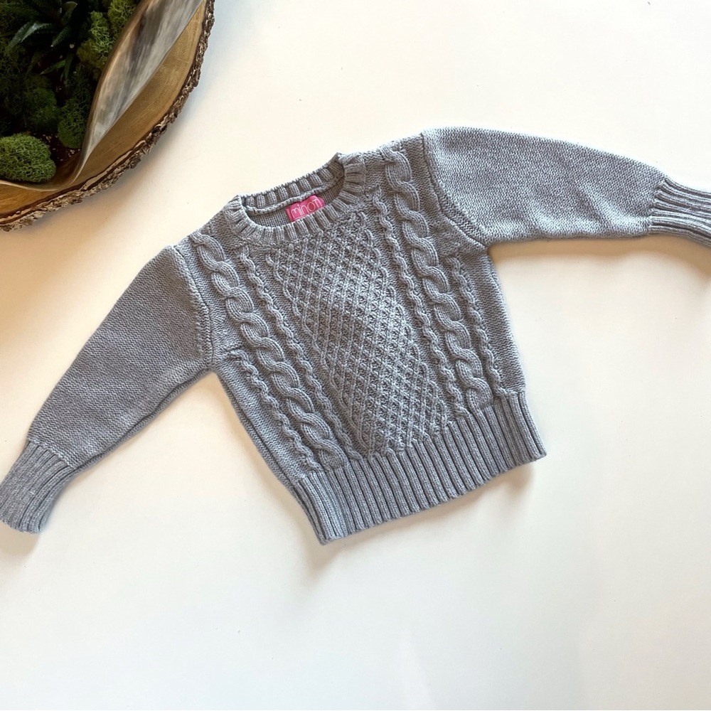 Minoti Girl’s Grey Cable Knit Sweater | 18-24m